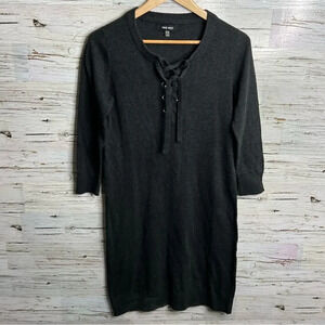 Nine West gray lace up  knit dress size small